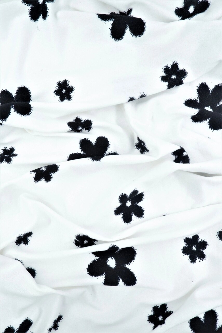 DTY Brushed Floral Knit Fabric, Soft Stretch Flower Print 58/60" Wide